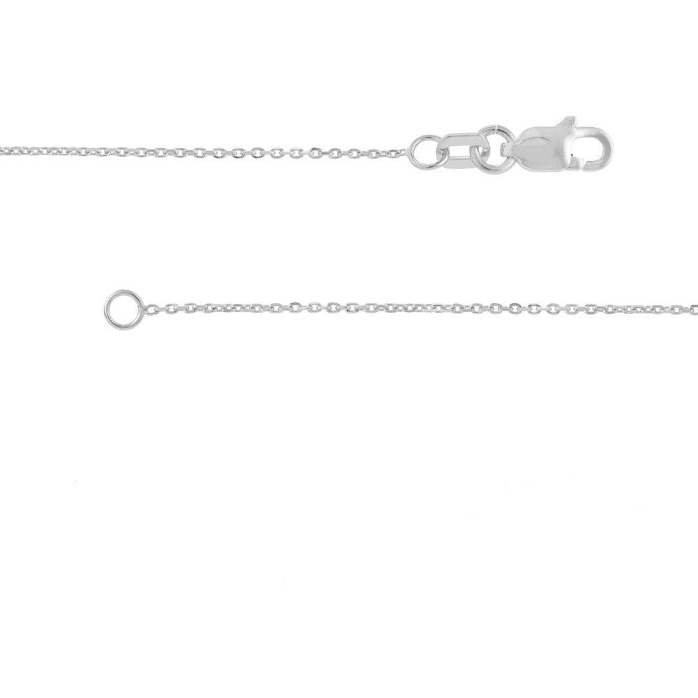Olas d'Oro - 14K White Gold Script 'R' Pendant Necklace with Diamond Bezel - 0.02 Carat Diamond