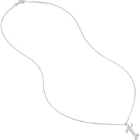 Olas d'Oro - 14K White Gold Script 'T' Pendant Necklace with Bezel-Set Diamond 0.02 Carat