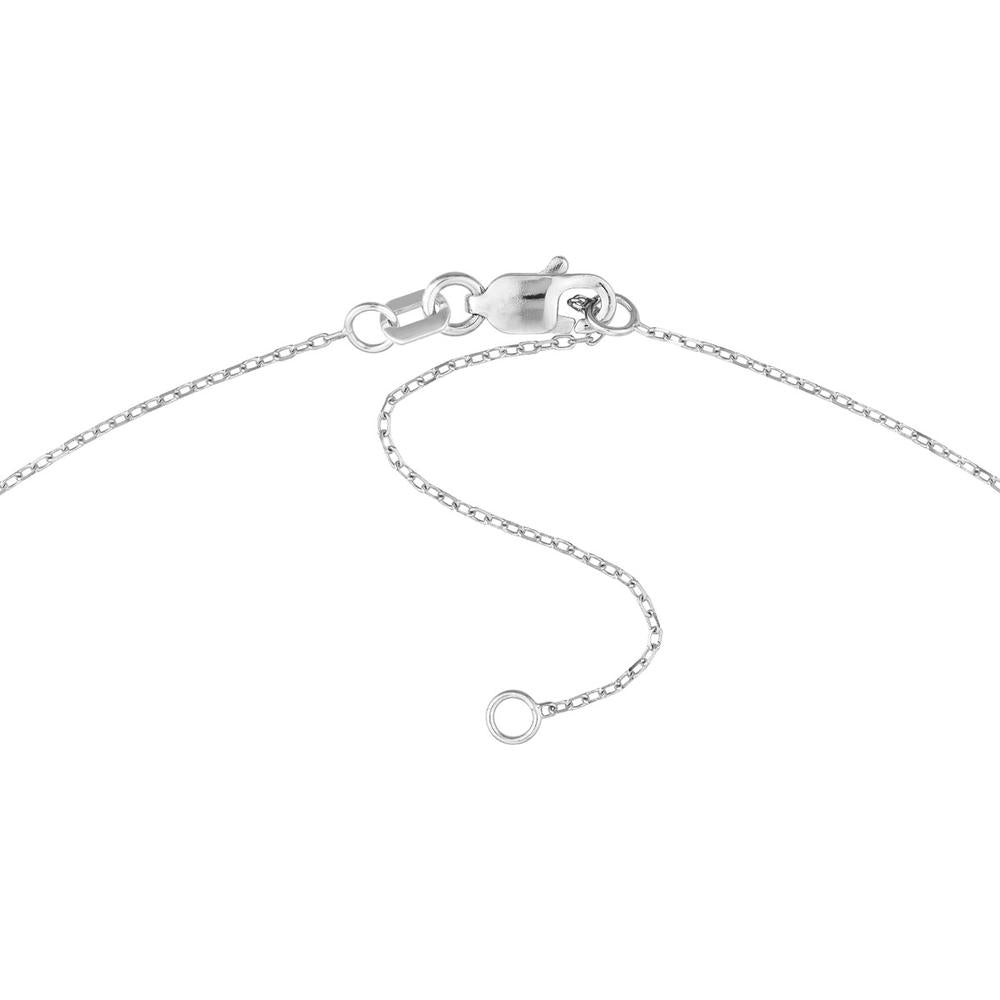 Olas d'Oro - 14K White Gold Script 'W' Pendant Necklace with Diamond Bezel - 0.02 Carat Diamond