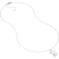 Olas d'Oro - 14K White Gold Script 'Y' Pendant Necklace with Bezel Set Diamond - 0.02 Carat Total Diamond Weight