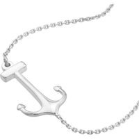 Olas d'Oro - 14K White Gold Sideways Anchor Adjustable Bracelet - Elegant Nautical Design