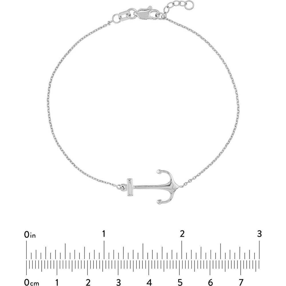 Olas d'Oro - 14K White Gold Sideways Anchor Adjustable Bracelet - Elegant Nautical Design