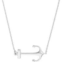 Olas d'Oro - 14K White Gold Sideways Anchor Adjustable Necklace - 2.66 Grams