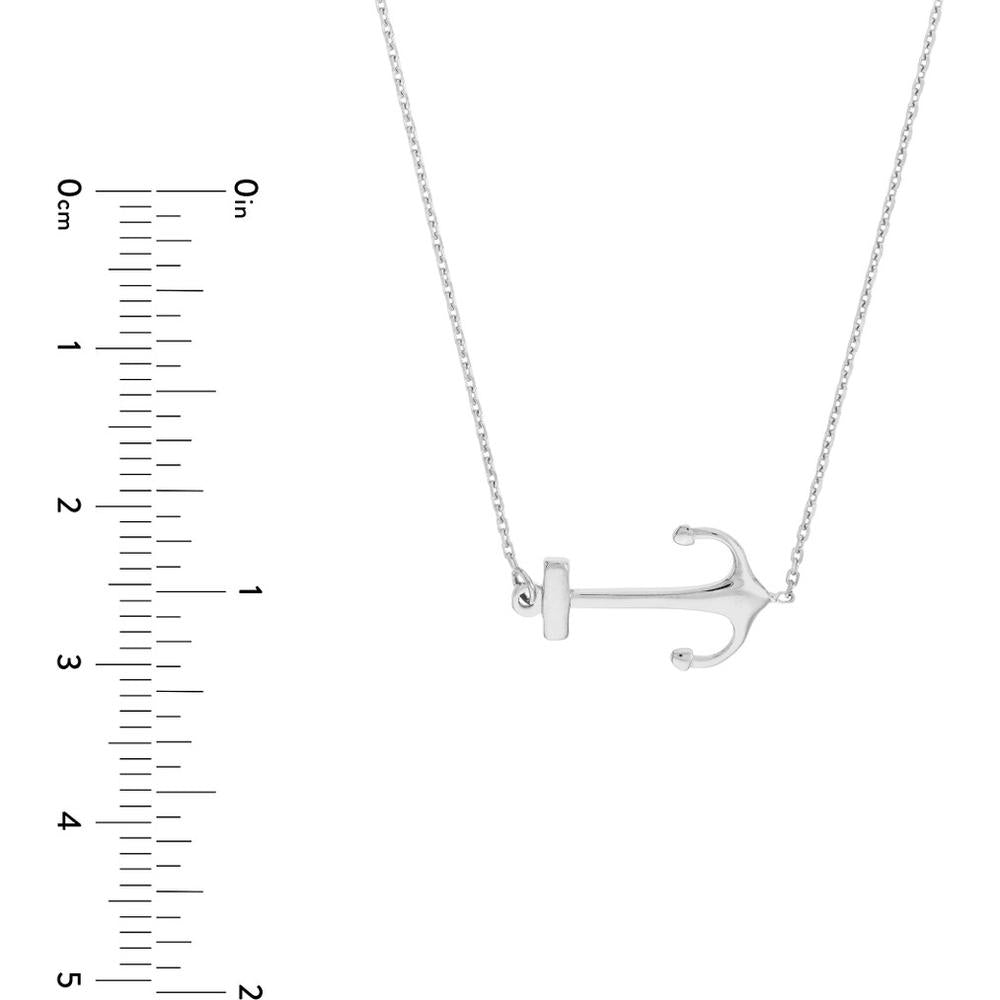 Olas d'Oro - 14K White Gold Sideways Anchor Adjustable Necklace - 2.66 Grams