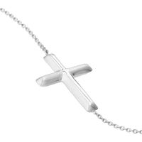 Olas d'Oro - 14K White Gold Sideways Cross Adjustable Bracelet - 1.38 Grams