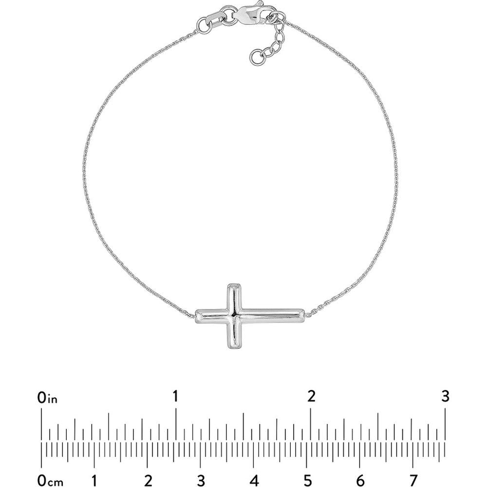 Olas d'Oro - 14K White Gold Sideways Cross Adjustable Bracelet - 1.38 Grams