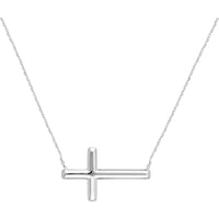 Olas d'Oro - 14K White Gold Sideways Cross Adjustable Necklace  2.29g Weight
