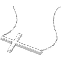 Olas d'Oro - 14K White Gold Sideways Cross Adjustable Necklace  2.29g Weight