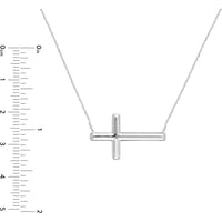 Olas d'Oro - 14K White Gold Sideways Cross Adjustable Necklace  2.29g Weight
