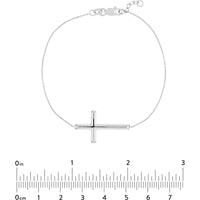 Olas d'Oro - 14K White Gold Sideways Cross Bracelet with Lobster Clasp - 1.60g Weight