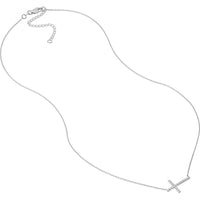 Olas d'Oro - 14K White Gold Sideways Cross Necklace with 1/5 Carat Diamond - Elegant Faith Jewelry