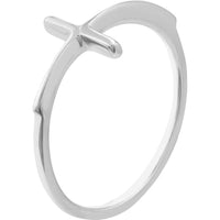 Olas d'Oro - 14K White Gold Sideways Cross Ring - Size 7