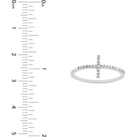 Olas d'Oro - 14K White Gold Sideways Cross Ring with 1/6 Carat Diamond - Size 6