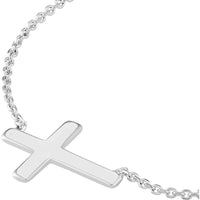 Olas d'Oro - 14K White Gold Sideways Mini Cross Adjustable Necklace - Faith-Inspired Pendant with Rhodium, Yellow Gold, or Rose Gold Plating