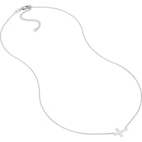 Olas d'Oro - 14K White Gold Sideways Mini Cross Adjustable Necklace - Faith-Inspired Pendant with Rhodium, Yellow Gold, or Rose Gold Plating
