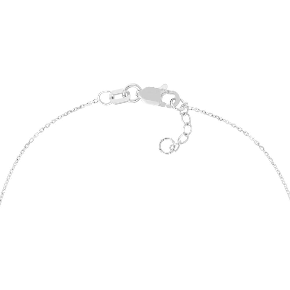 Olas d'Oro - 14K White Gold Sideways Mini CZ Cross Adjustable Bracelet with Lobster Clasp Closure
