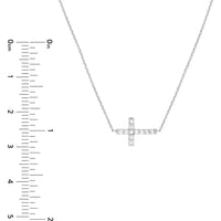Olas d'Oro - 14K White Gold Sideways Mini CZ Cross Adjustable Necklace