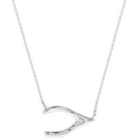 Olas d'Oro - 14K White Gold Sideways Wishbone Adjustable Necklace 2.30 Grams
