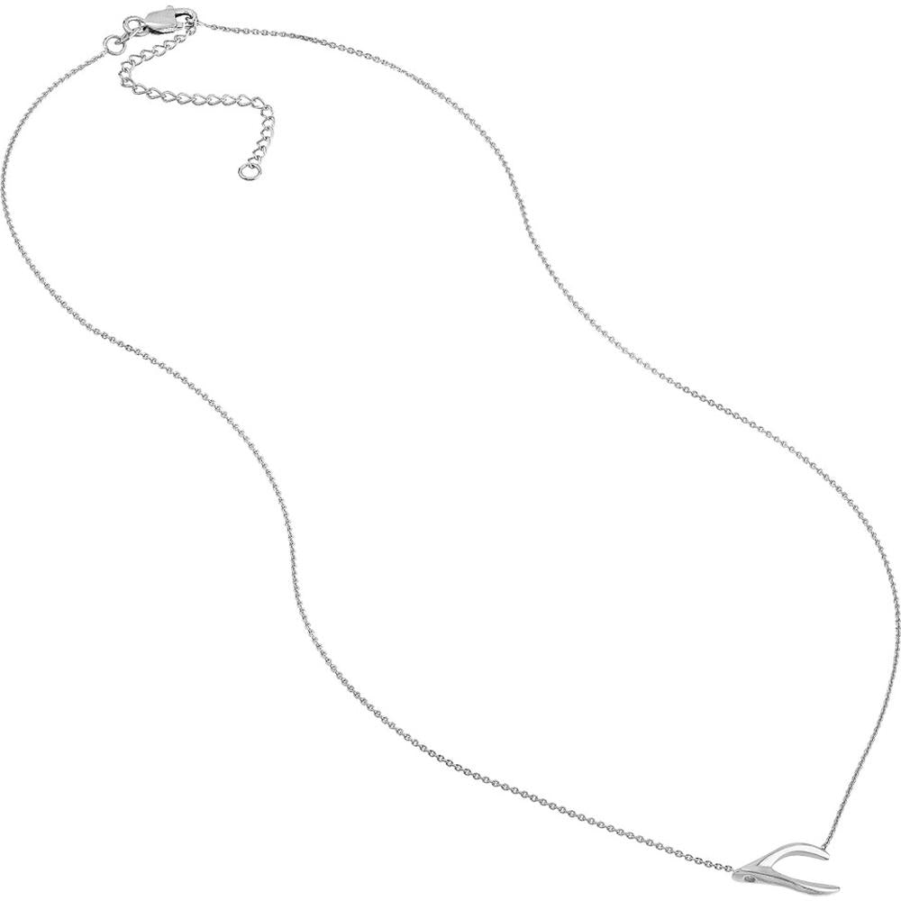 Olas d'Oro - 14K White Gold Sideways Wishbone Adjustable Necklace 2.30 Grams