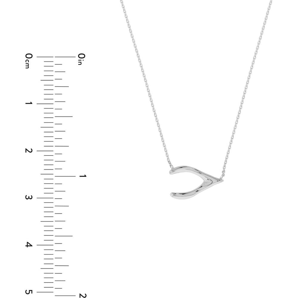 Olas d'Oro - 14K White Gold Sideways Wishbone Adjustable Necklace 2.30 Grams