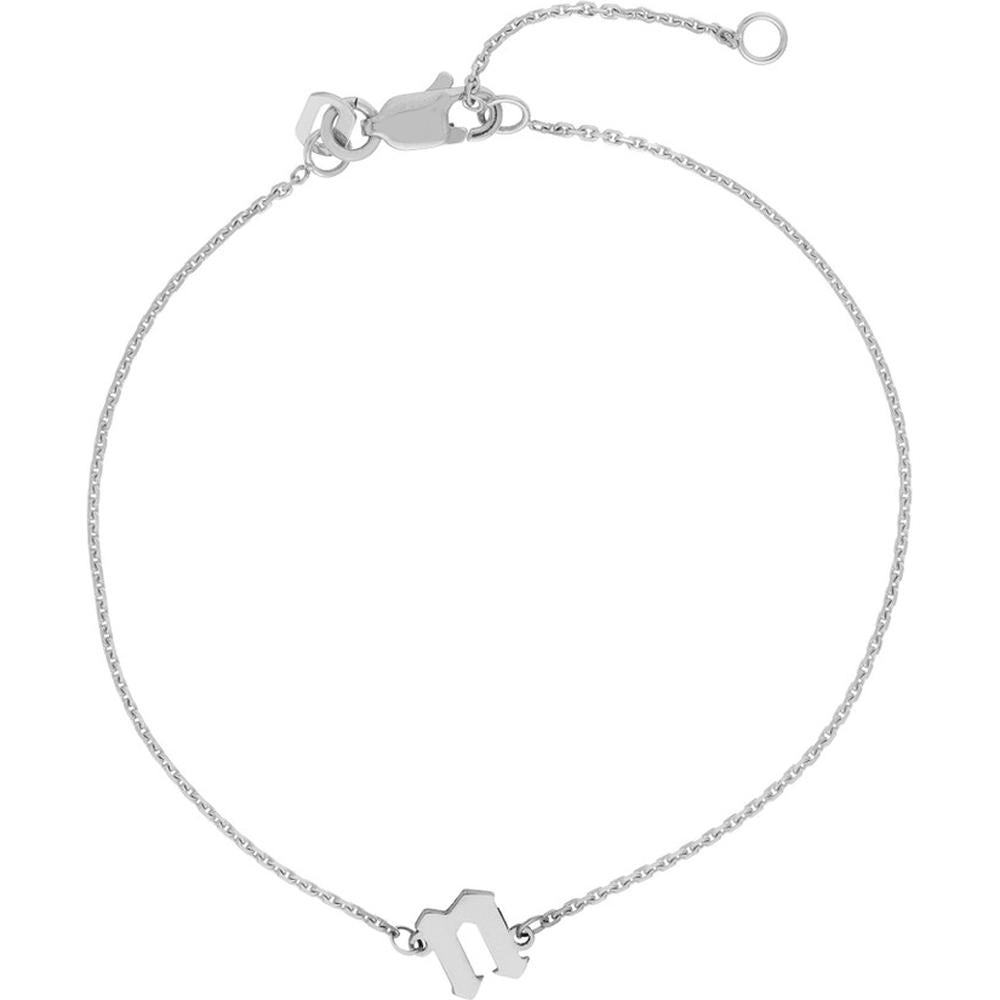 Olas d'Oro - 14K White Gold Slanted Gothic Initial Bracelet