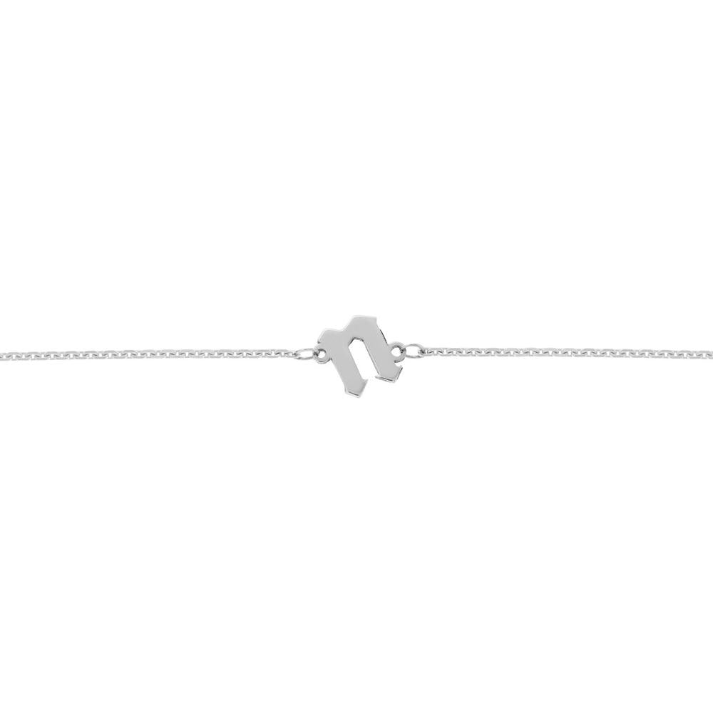 Olas d'Oro - 14K White Gold Slanted Gothic Initial Bracelet