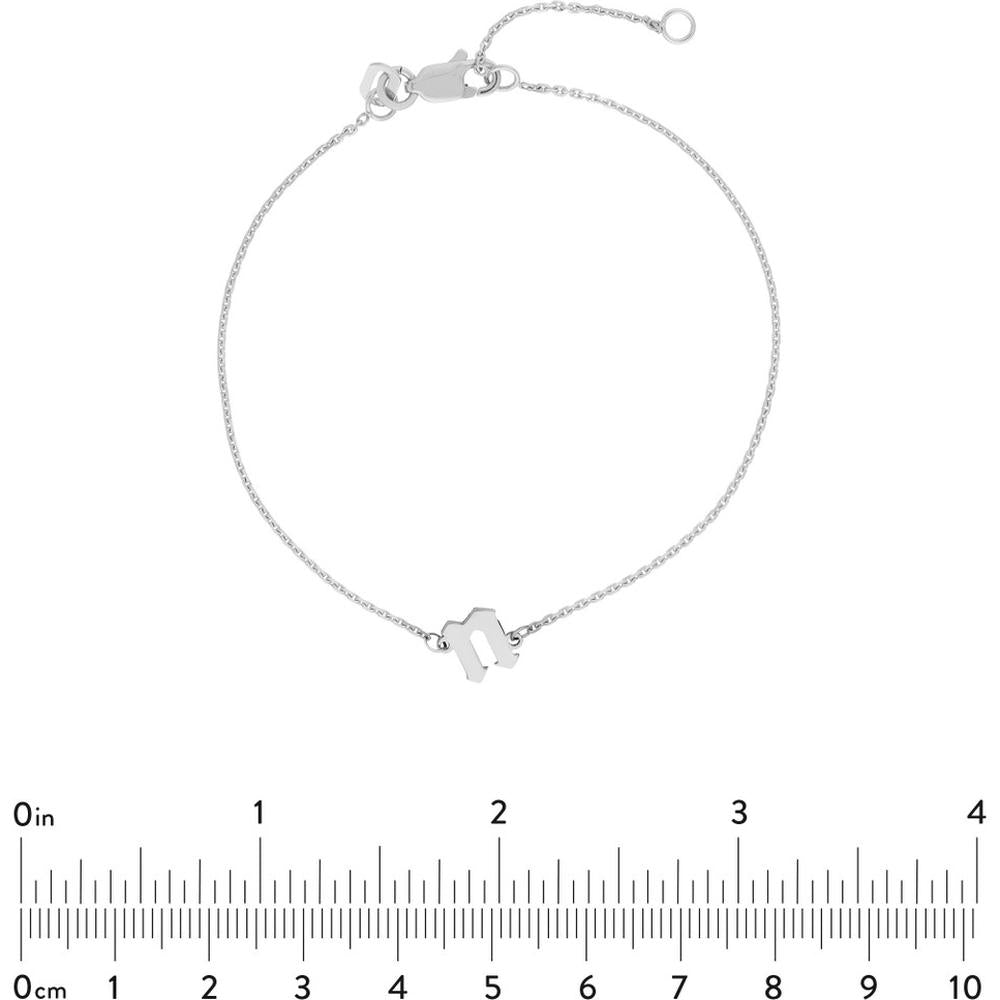 Olas d'Oro - 14K White Gold Slanted Gothic Initial Bracelet