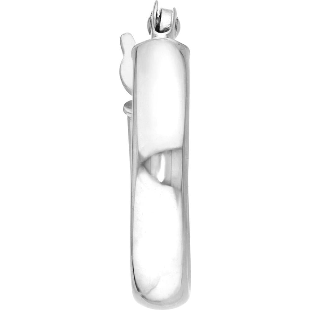 Olas d'Oro - 14K White Gold Small High Polished Hoop Earrings - 13mm
