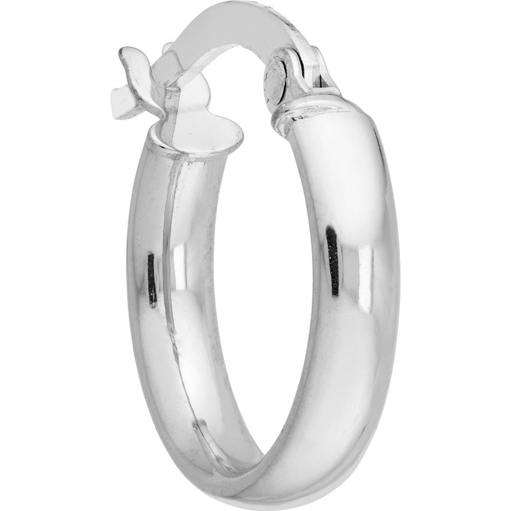 Olas d'Oro - 14K White Gold Small High Polished Hoop Earrings - 13mm