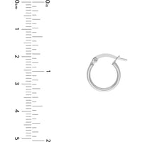 Olas d'Oro - 14K White Gold Small High Polished Hoop Earrings - 13mm