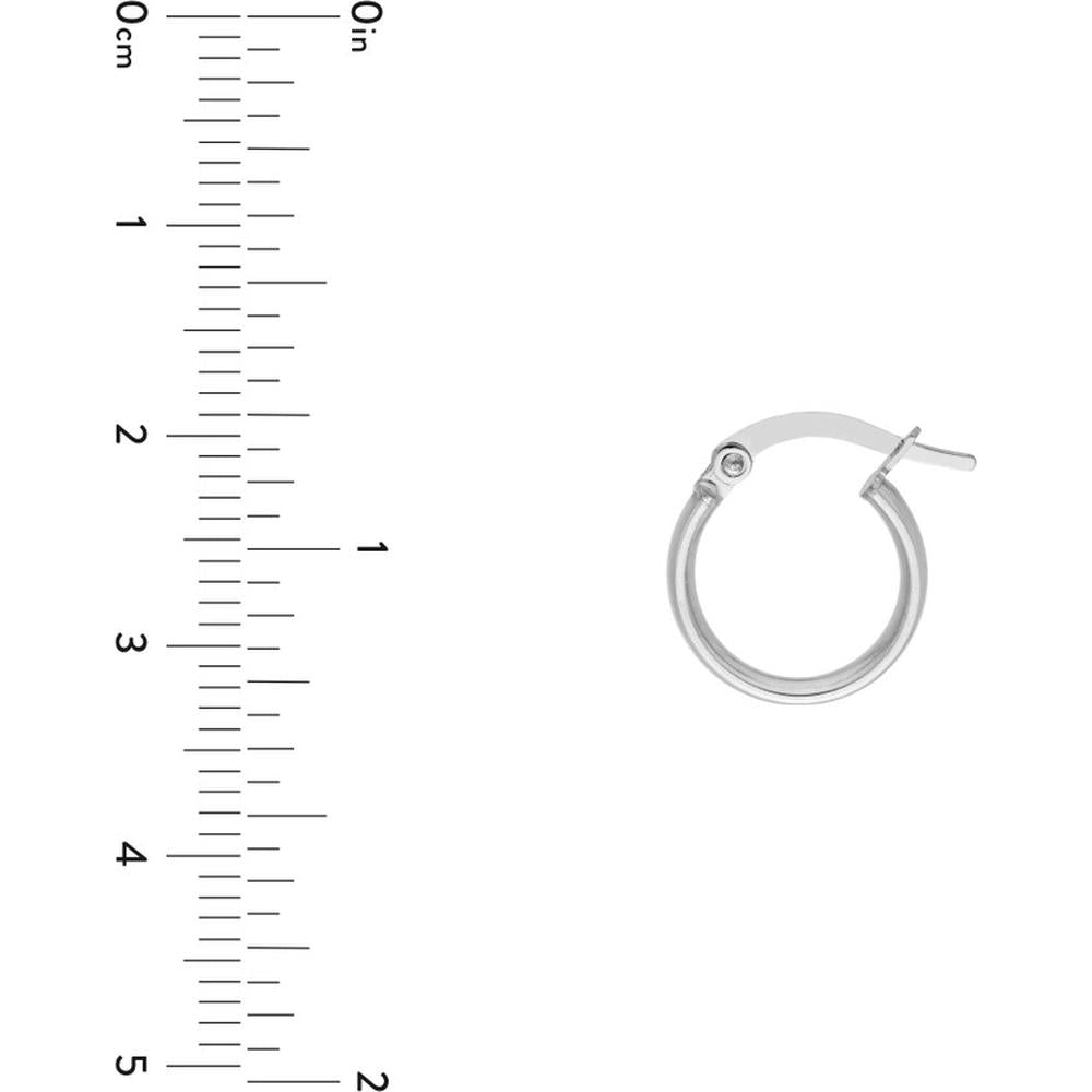 Olas d'Oro - 14K White Gold Small High Polished Hoop Earrings - 13mm