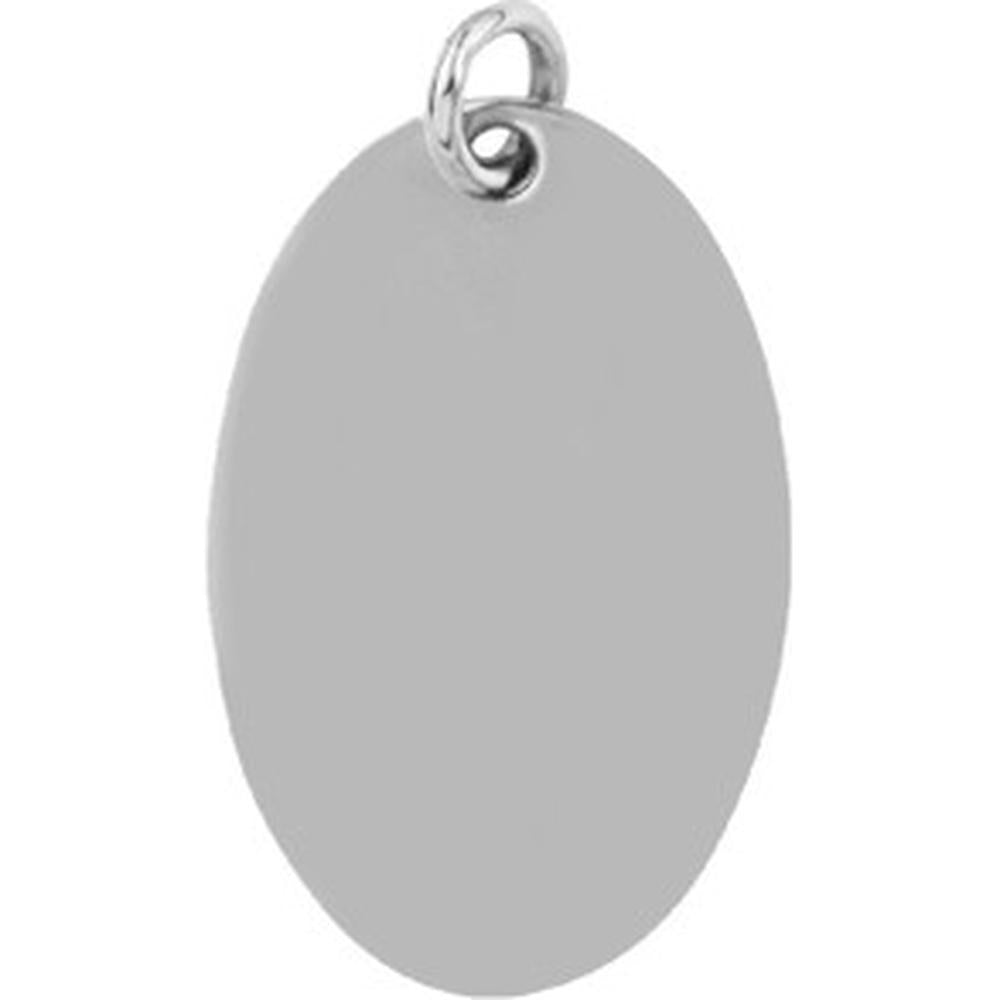 Olas d'Oro - 14K White Gold Small Oval Engravable Charm - 20x13mm
