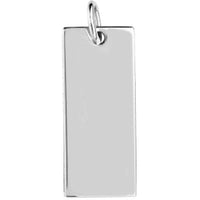 Olas d'Oro - 14K White Gold Small Rectangular Engravable Charm - 1.22 Grams