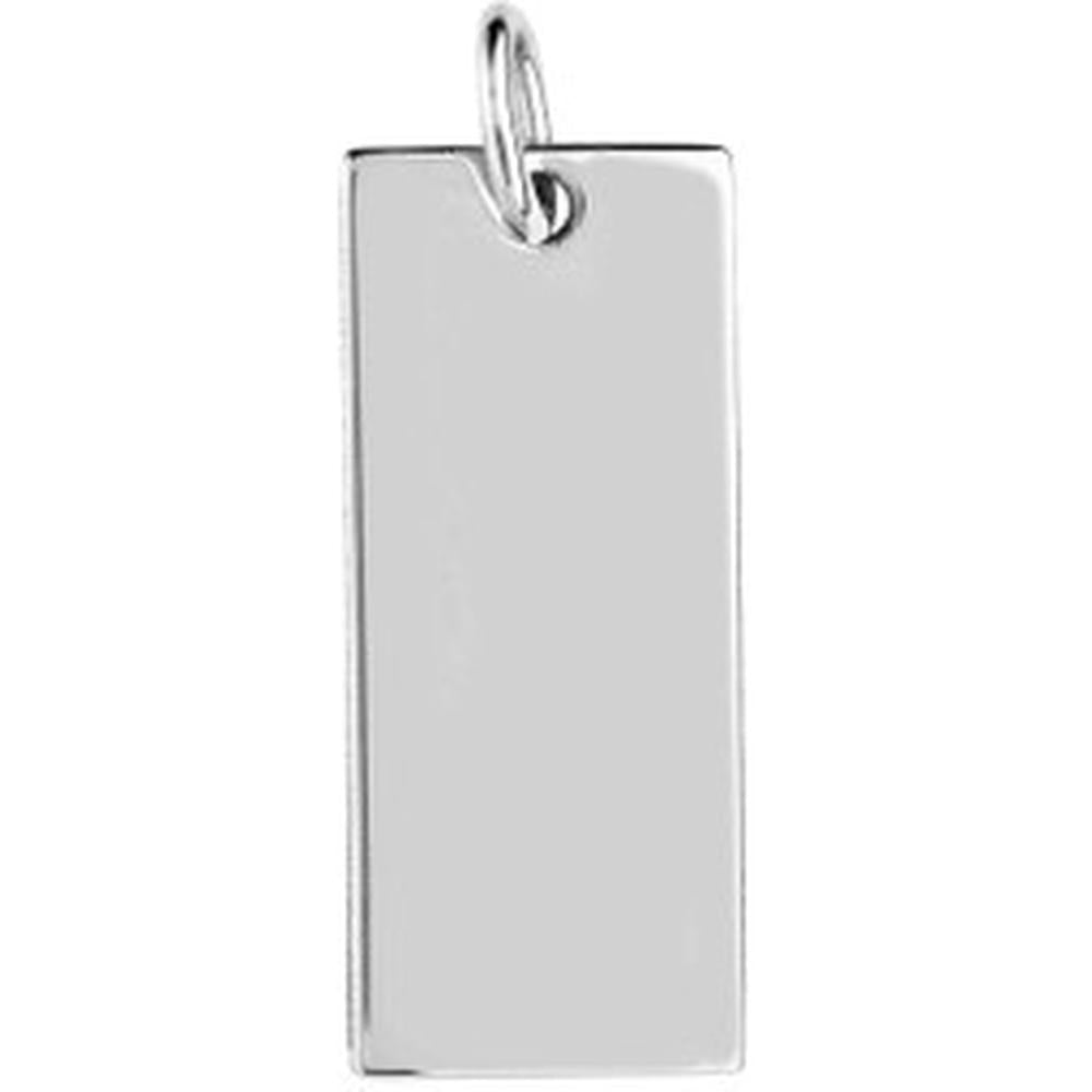 Olas d'Oro - 14K White Gold Small Rectangular Engravable Charm - 1.22 Grams