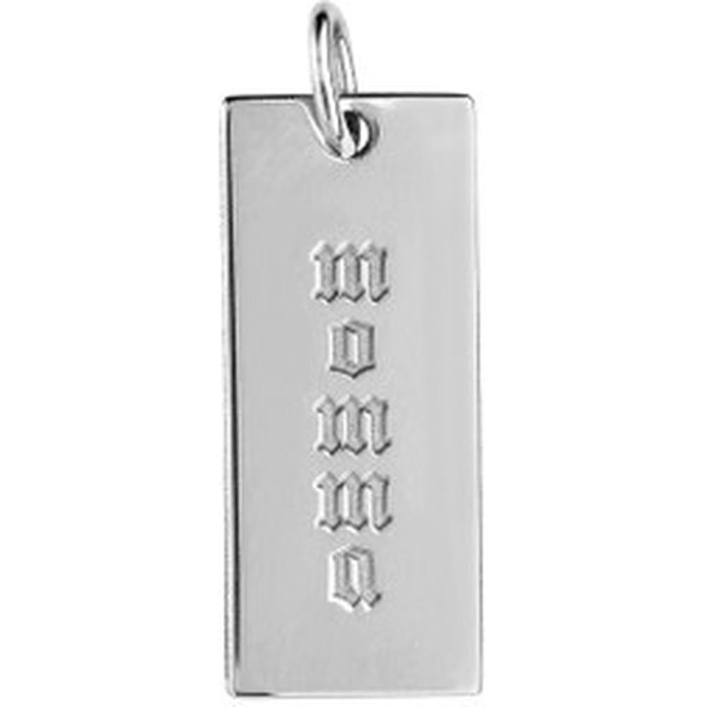 Olas d'Oro - 14K White Gold Small Rectangular Engravable Charm - 1.22 Grams