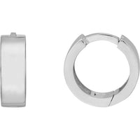 Olas d'Oro - 14K White Gold Small Round Hoop Earrings with Hinge Closure 1.90 Grams