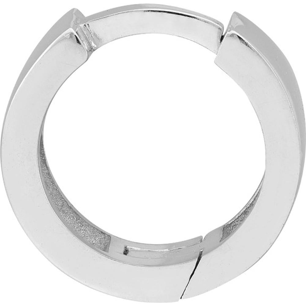 Olas d'Oro - 14K White Gold Small Round Hoop Earrings with Hinge Closure 1.90 Grams