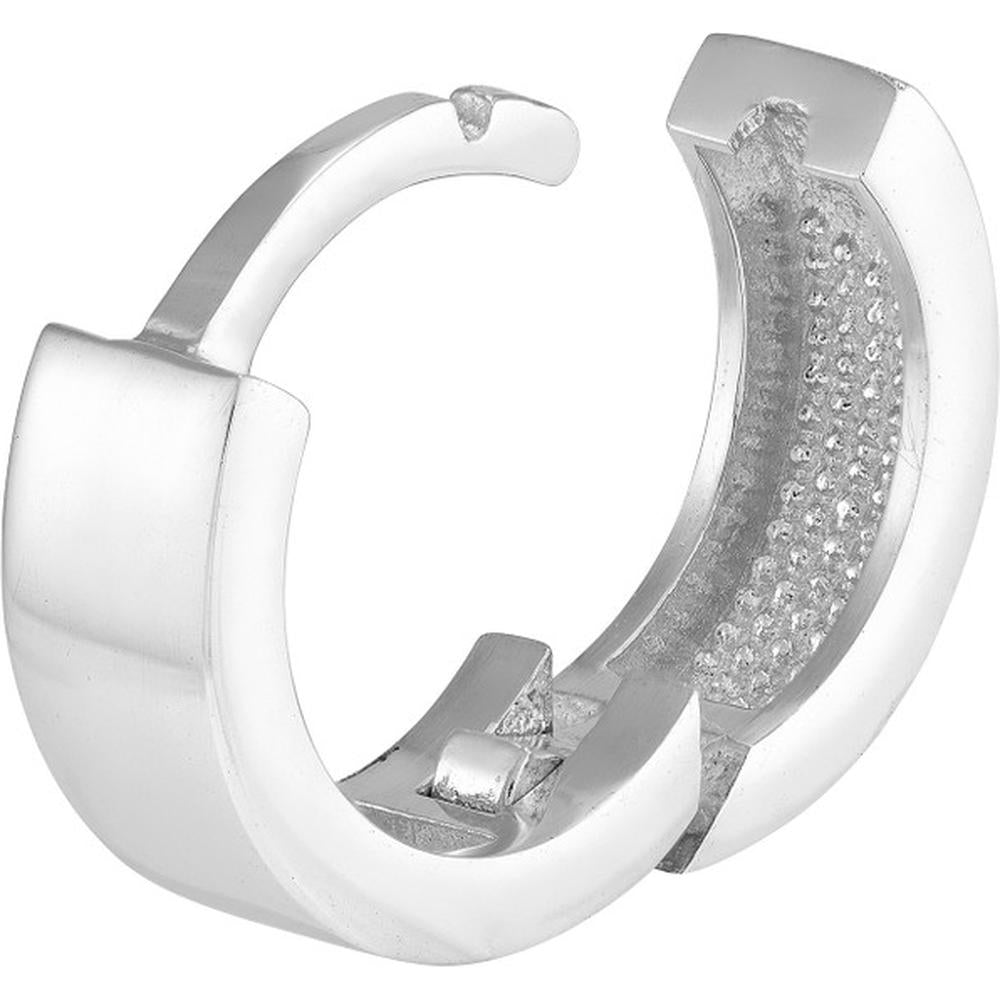 Olas d'Oro - 14K White Gold Small Round Hoop Earrings with Hinge Closure 1.90 Grams
