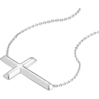 Olas d'Oro - 14K White Gold Small Sideways Cross Adjustable Necklace - 2.10 Grams