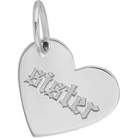 Olas d'Oro - 14K White Gold Small Slanted Heart Engravable Charm Pendant 0.95 Grams Weight