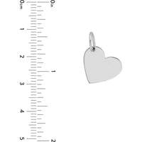 Olas d'Oro - 14K White Gold Small Slanted Heart Engravable Charm Pendant 0.95 Grams Weight