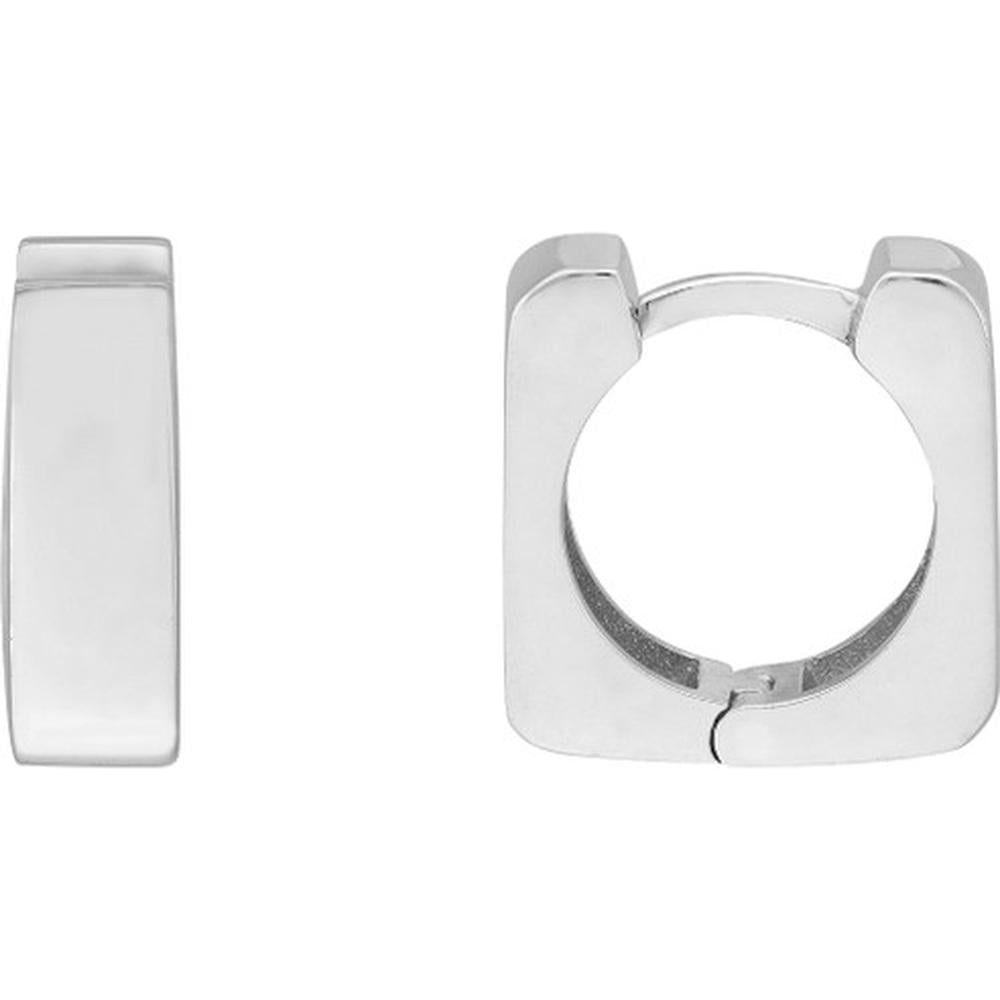 Olas d'Oro - 14K White Gold Small Square Hoop Earrings - 10.50mm