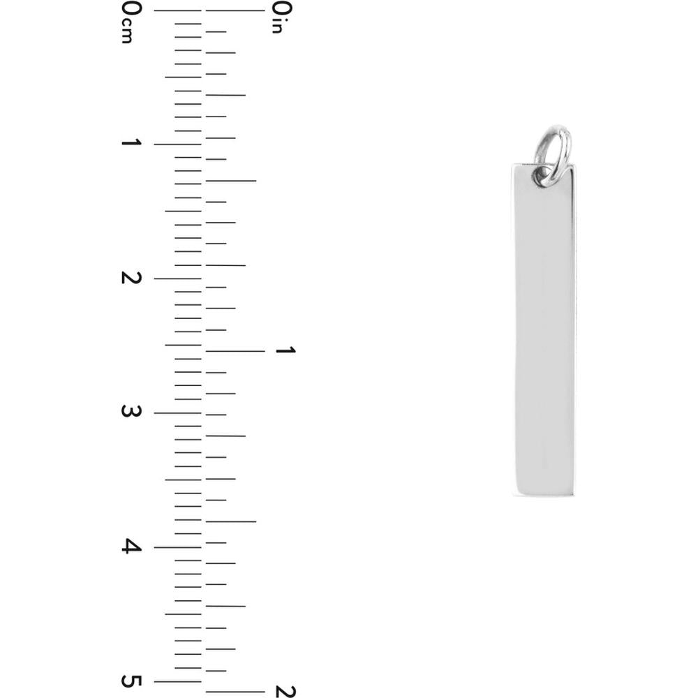 Olas d'Oro - 14K White Gold Small Vertical Bar Engravable Charm Pendant - 0.95 Grams
