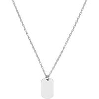 Olas d'Oro - 14K White Gold So You Mini Dog Tag Adjustable Necklace - Personalized Pendant