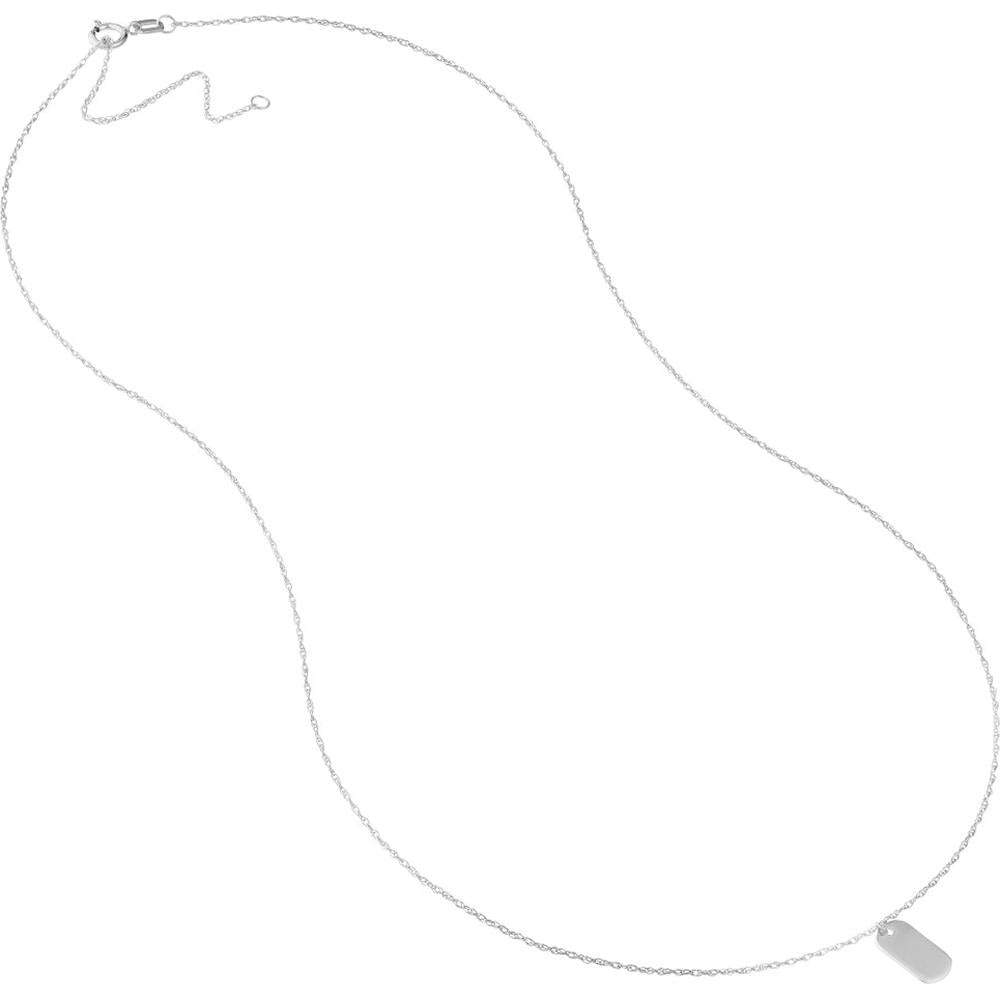 Olas d'Oro - 14K White Gold So You Mini Dog Tag Adjustable Necklace - Personalized Pendant