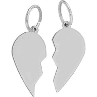 Olas d'Oro - 14K White Gold Split Heart Drop Earrings - Engravable Charm Design