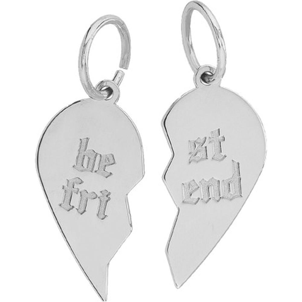 Olas d'Oro - 14K White Gold Split Heart Drop Earrings - Engravable Charm Design