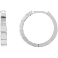 Olas d'Oro - 14K White Gold Square Design Huggie Hoop Earrings with Polished Finish