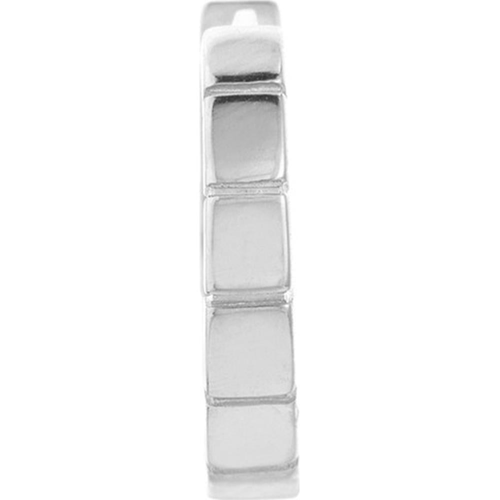 Olas d'Oro - 14K White Gold Square Design Huggie Hoop Earrings with Polished Finish