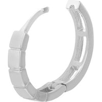 Olas d'Oro - 14K White Gold Square Design Huggie Hoop Earrings with Polished Finish